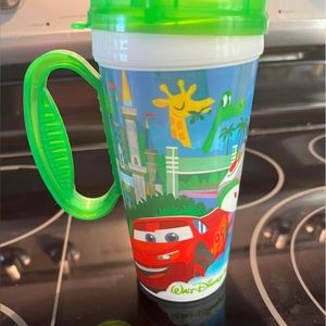 Disney Parks Rapid Fill Plastic Souvenir Travel Mug Cup Buzz Dory Cars Green